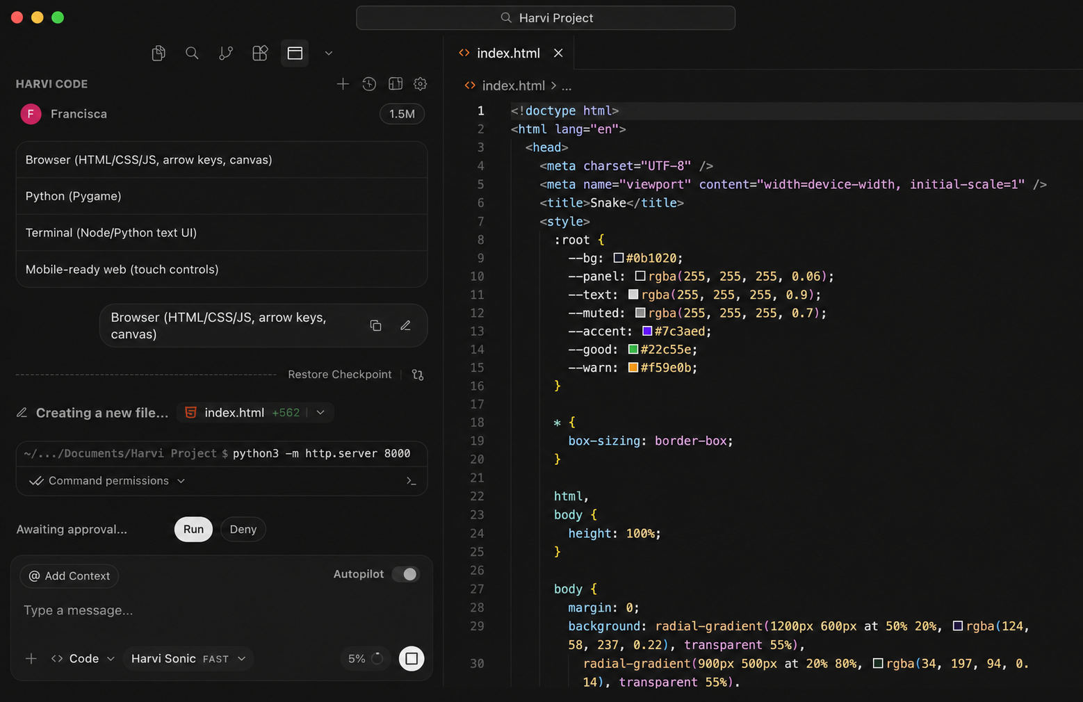 Расширение Harvi Code для VS Code